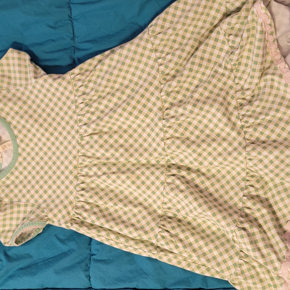 Green and White Gingham Dress
